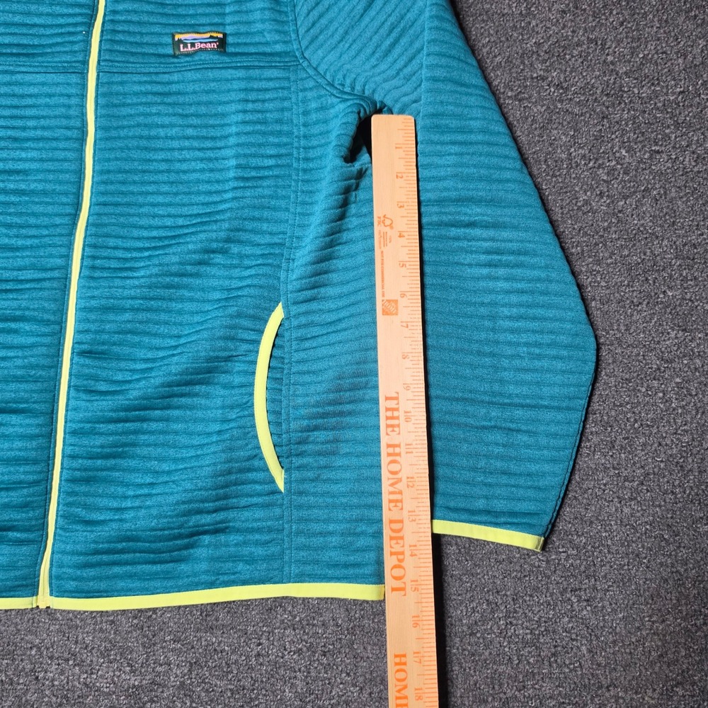 LL Bean Airlight Hoodie Teal Blue Womens Large Regular Ribbed Full Zip 507507 - Picture 2 of 6